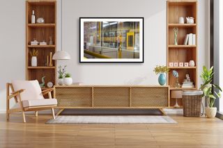 Unknown train station, Sydney | Reflections in carriage window | 2025 shown in a room