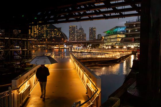 Darling Harbour, Sydney | Lone figure in rain | 2026