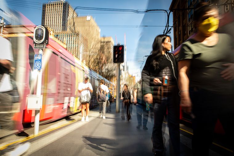 Chinatown tram stop, George St, Sydney | Getting on; getting off | 2025