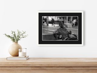 George St, Sydney | Character on bench | 2026 shown in a room